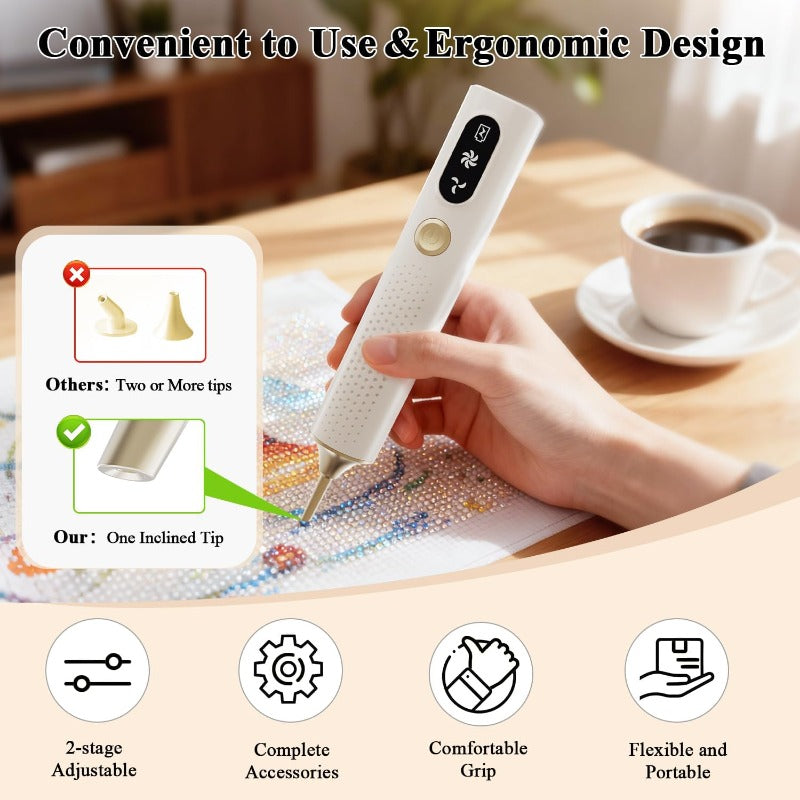 Electric Diamond Painting Pen with Rechargeable Cordless Operation and Listed Wax-Free Adjustable Suction, ED15, ED15 Pink and One-Piece Options for DIY Diamond Art