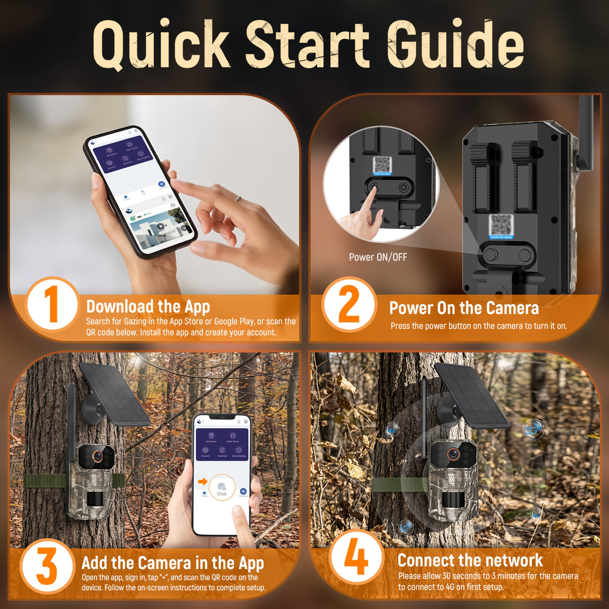 Solar Wildlife Monitoring Camera, Cellular Trail Camera with Listed 1920P Video, PIR Motion Sensor, Infrared Night Vision, Two-Way Voice and Remote Access