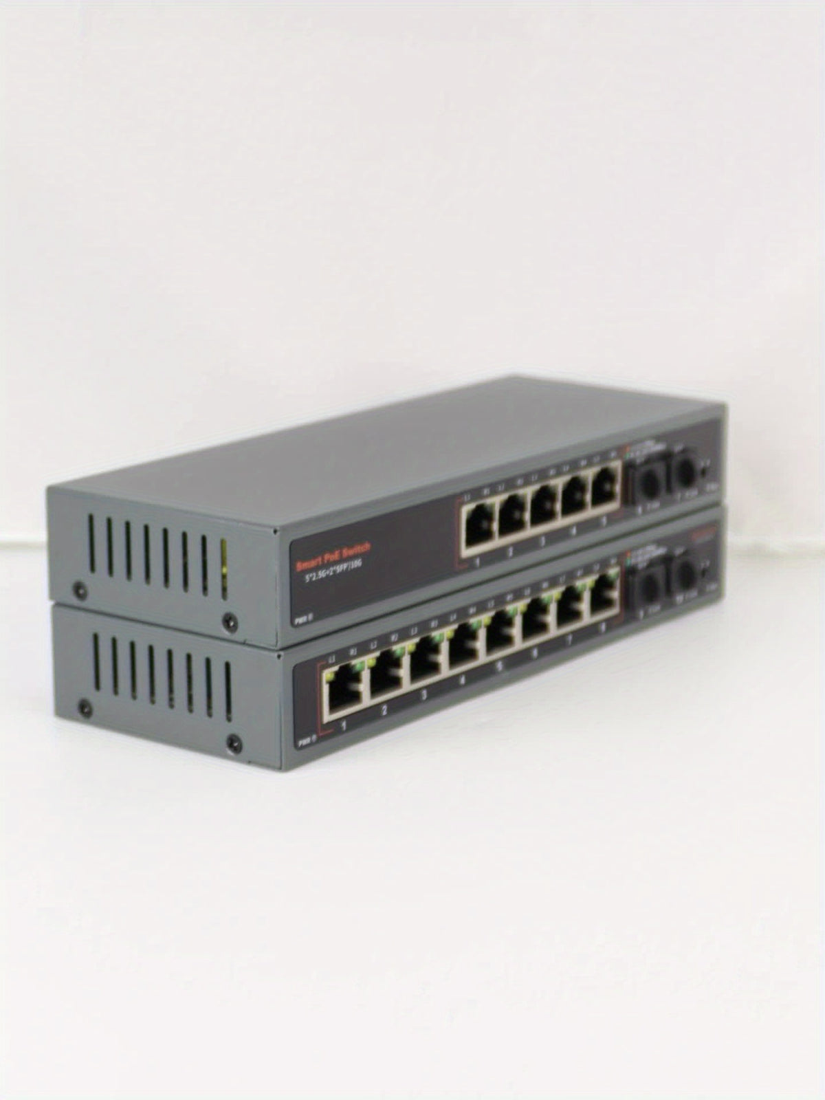 Ten-Port 2.5G Ethernet Switch in Black with Eight Listed RJ45 Ports and Two 10G SFP+ Slots, Fanless Metal Plug-and-Play Network Device for Compatible NAS and PCs