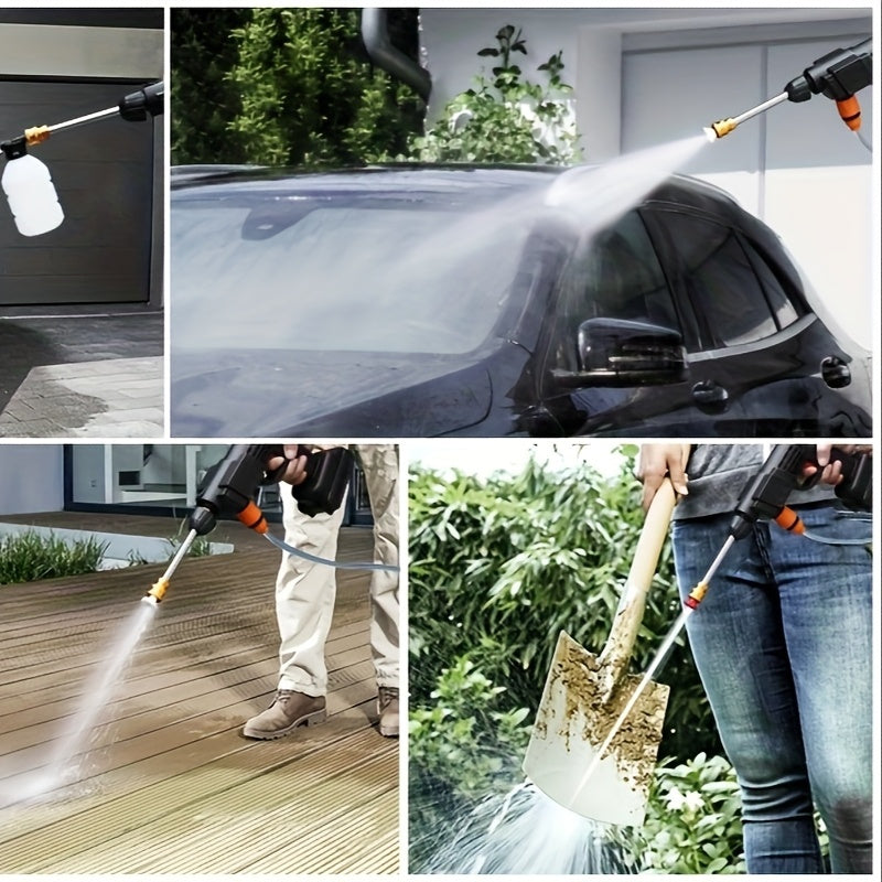 Cordless Pressure Cleaner with Single or Dual Rechargeable Battery Options, Foam Nozzle Reference and Multiple Color Labels for Car Care and Outdoor Cleanup