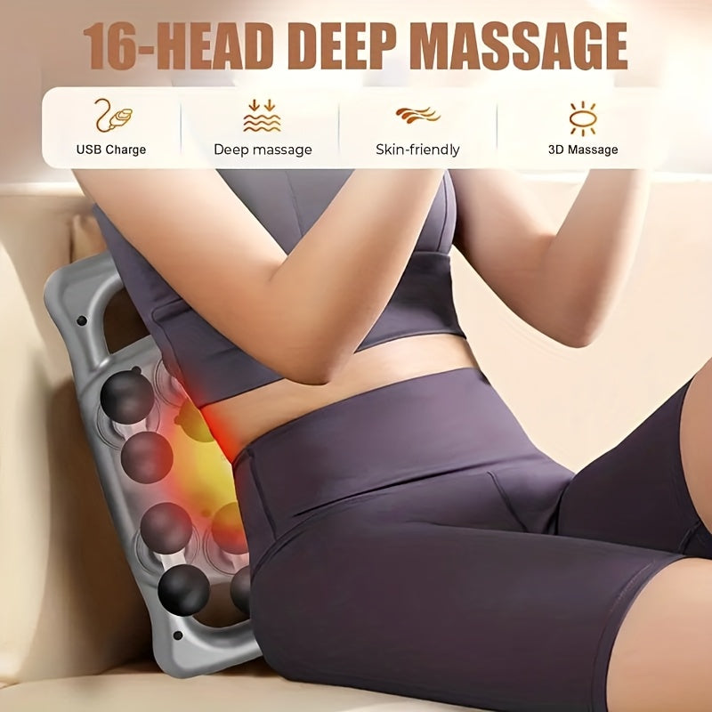 16-Drive Muscle Massager with Listed Multi-Head Design, Nine Massage Modes and 99 Intensity Settings, 25W ABS Personal-Care Device with Charging Cable and Manual