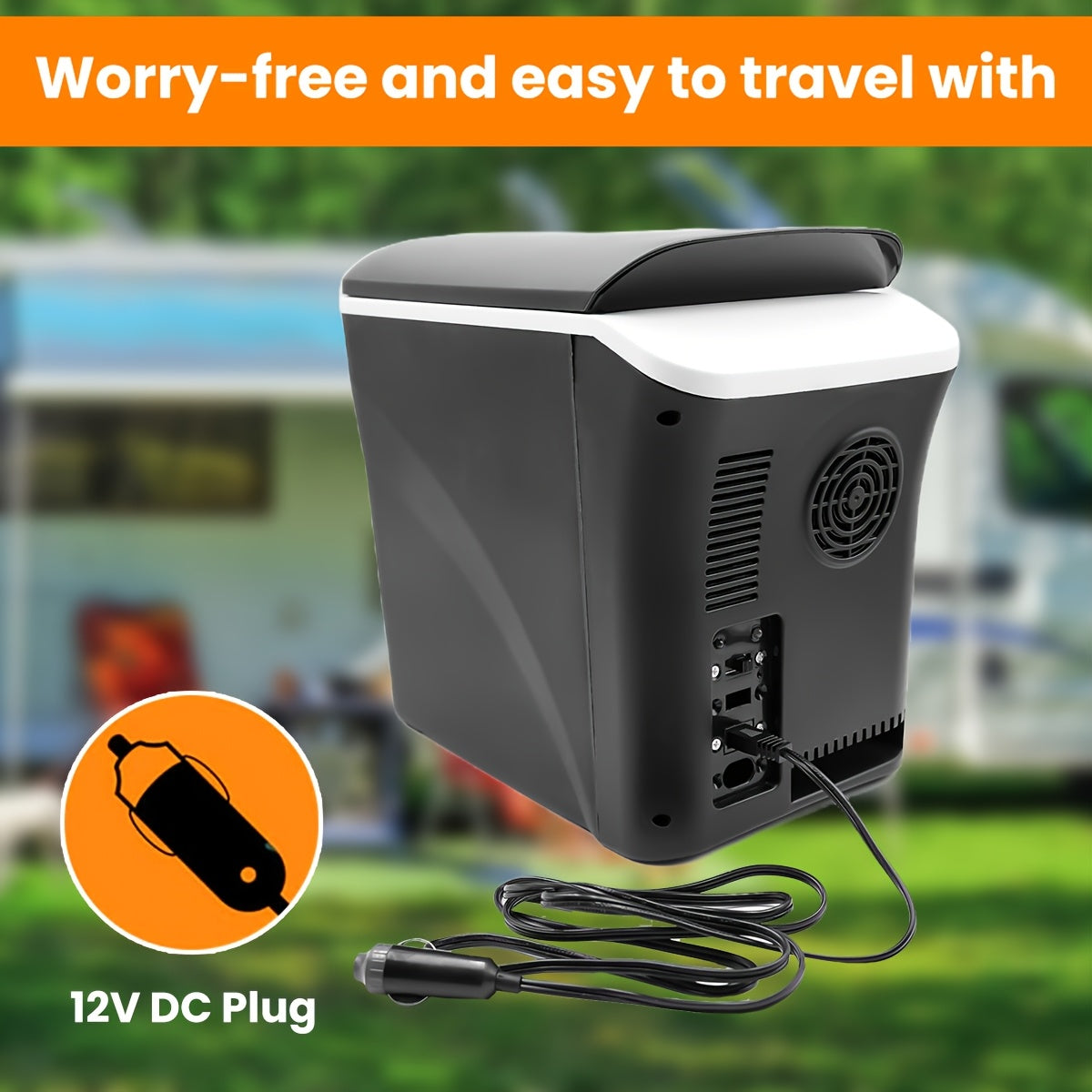 Car Refrigerator with Listed 12V and 24V DC Input, Black Portable Mini Fridge with 12 x 330ml Can Storage Claim for Road Trips, RV Travel and Compatible Camping Setups