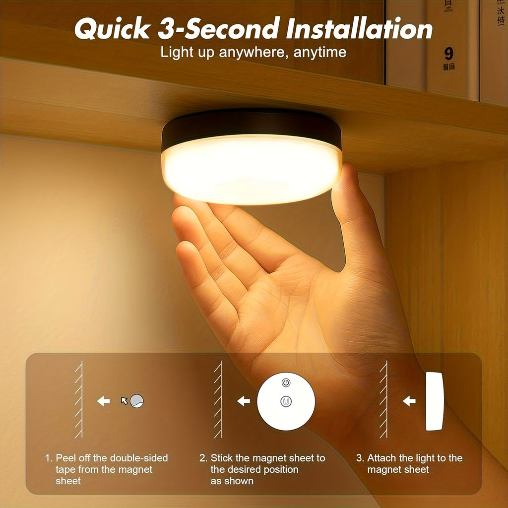 Rechargeable RGBW Mood Lights, 2 or 4 Pack with 15 Color Options, Cool White, Magnetic Mounting, Remote Dimming and Timer for Indoor Ambient Decor
