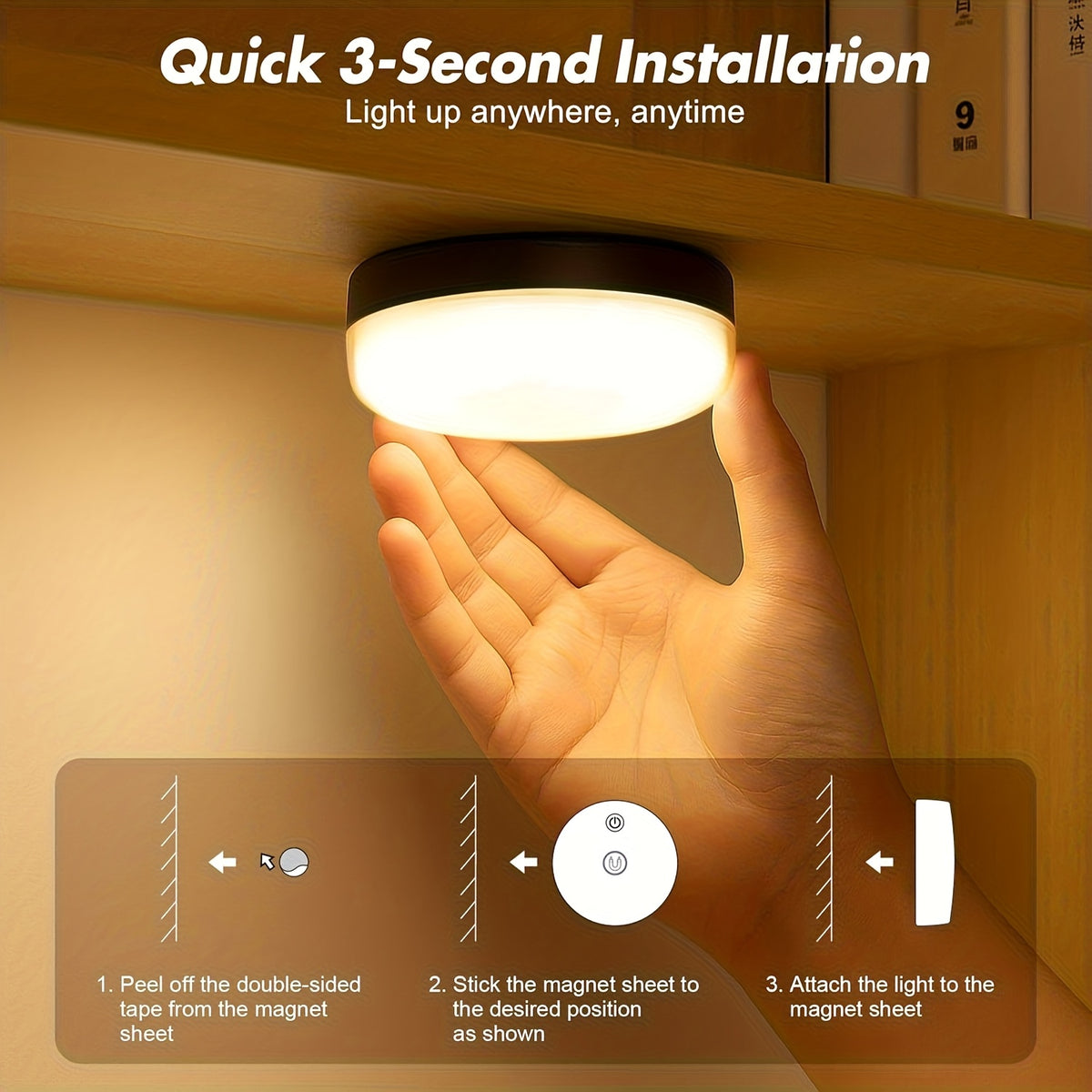 Rechargeable RGBW Mood Lights, 2 or 4 Pack with 15 Color Options, Cool White, Magnetic Mounting, Remote Dimming and Timer for Indoor Ambient Decor