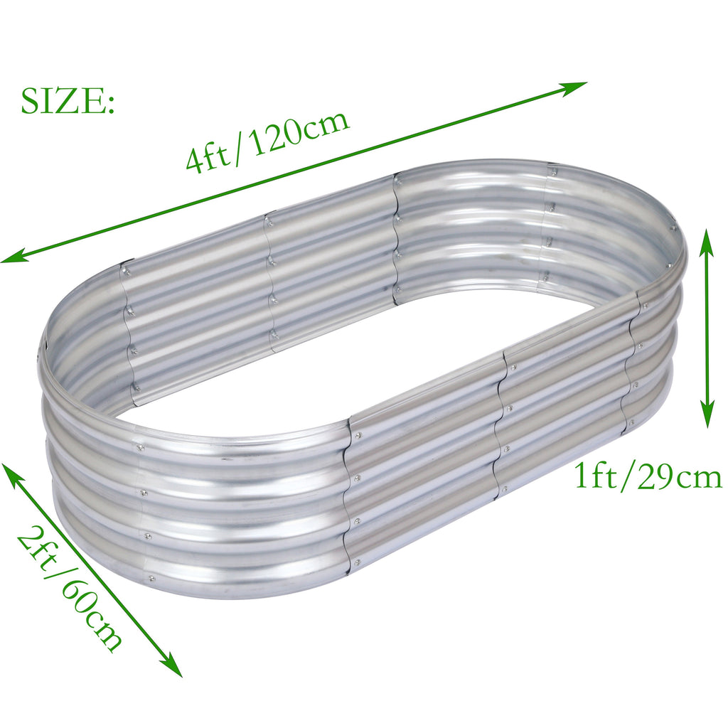 1/2pcs Galvanized Raised Beds for Outdoor, Oval Raised Garden Bed, Planter Raised Boxes with Open-Ended Base, Large Metal Raised Planter Beds for Vegetables, Flowers, Tool-Free Assembly