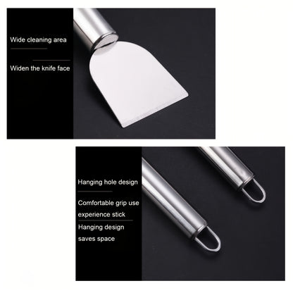 Stainless Steel Cleaning Scraper, Single Handheld Grime Removal Tool for Stubborn Residue and Grease on Compatible Household Surfaces During Routine Cleaning