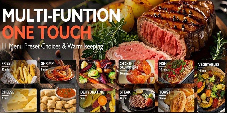Digital Air Fryer with Viewing Window and Eight Presets, Adjustable Temperature and Timer, Listed 1550W Cooker with 6 QT Touch Air Fryer Option