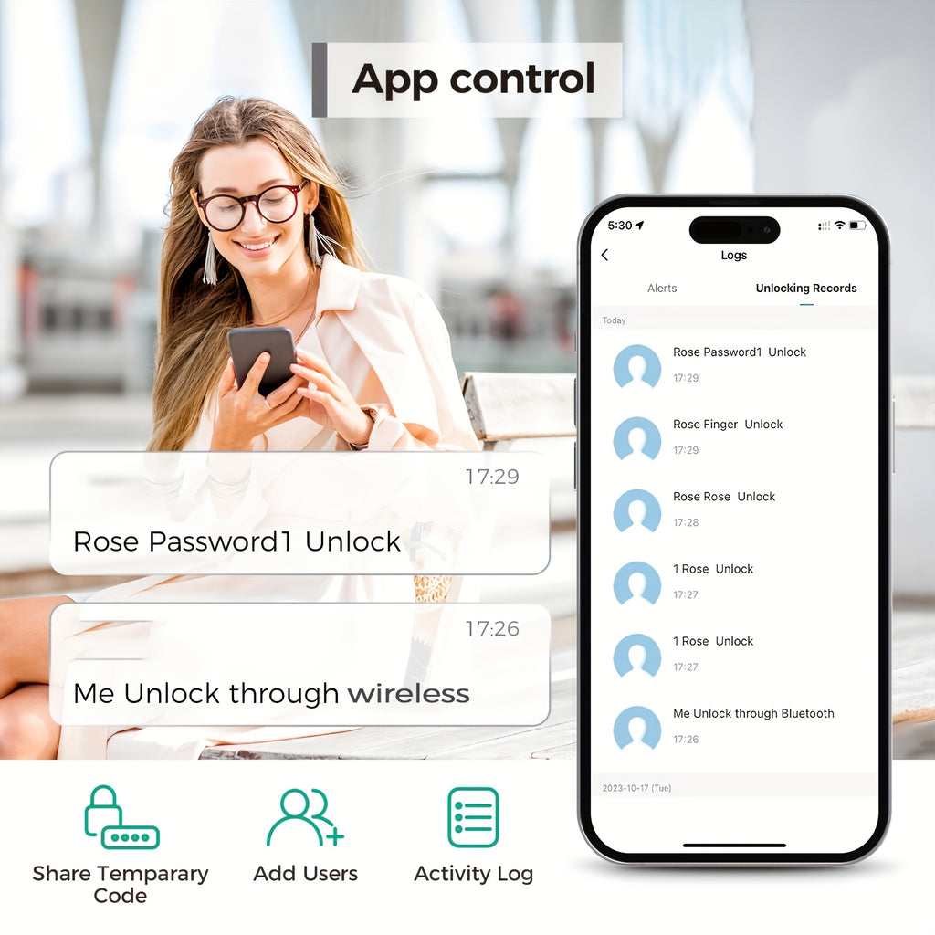 Fingerprint Keyless Entry Door Lock, Zinc Alloy Keypad Deadbolt with Listed 100 Codes, App Control and Two Keys, WiFi or Silver Handle Package Options