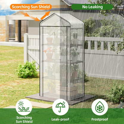 Garden Greenhouse with PE Cover and Listed Iron Frame, Three-Layer, Four-Layer or Large Walk-In Options in Green or White for Seedling and Plant Organization