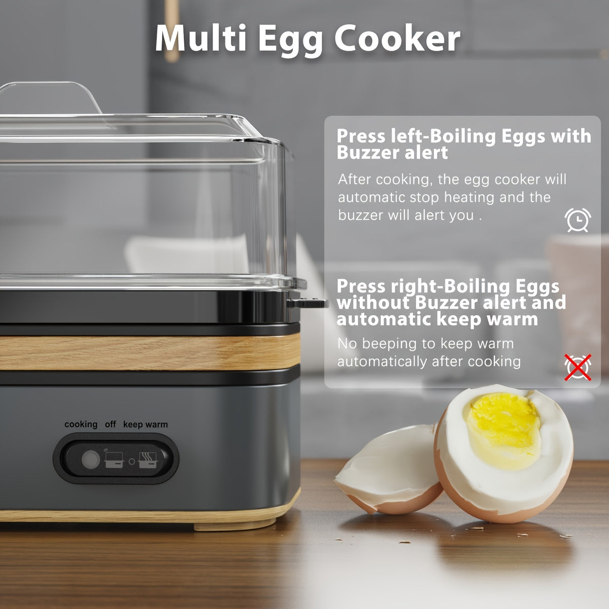6-Egg Electric Egg Cooker, 400W 110V Breakfast Maker with BPA-Free Tritan Material for Hard-Boiled Eggs, Poached Eggs, Scrambled Eggs and Omelets