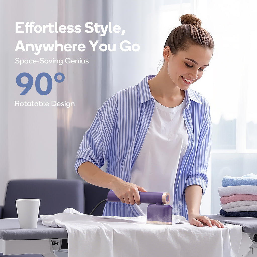 Portable Garment Steamer in Royal Purple, 1200W Handheld Clothes Steamer with 15-Second Heat-Up and Auto Shut-Off for Home and Travel Fabric Care