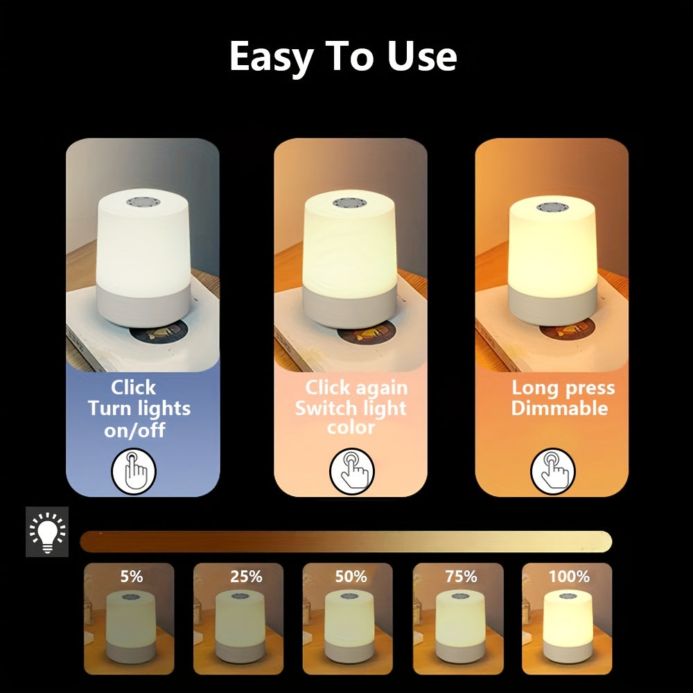 Rechargeable Touch Bedside Lamp with 800mAh Battery, Dimmable LED and White, Warm or Neutral Light Modes for Bedroom, Living Room and Office Desk Decor