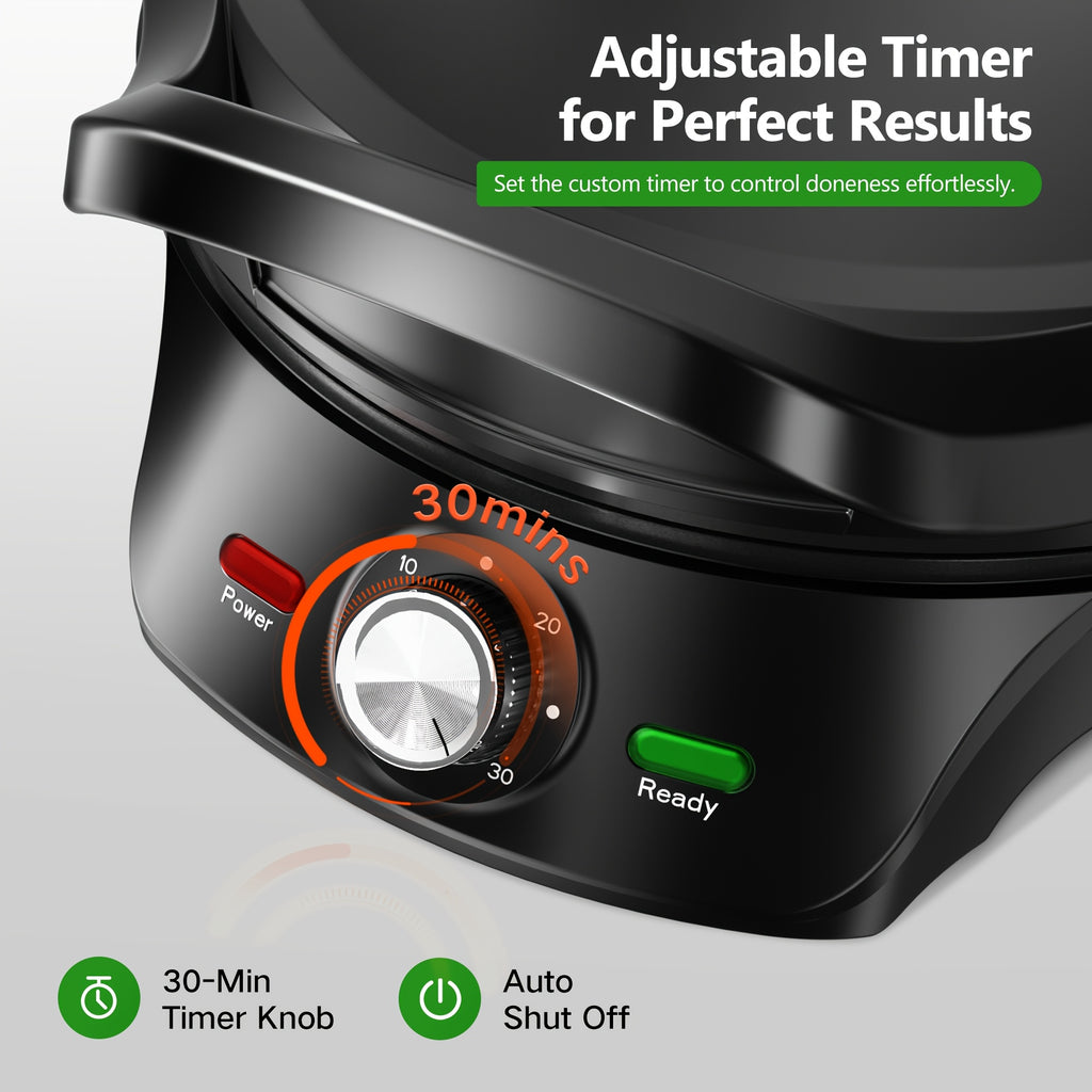 Electric Pizza Maker and Grill with 12-Inch Black or 8.5-Inch Red and Yellow Options for Home Quesadillas, Sandwiches and Vegetable Meal Preparation