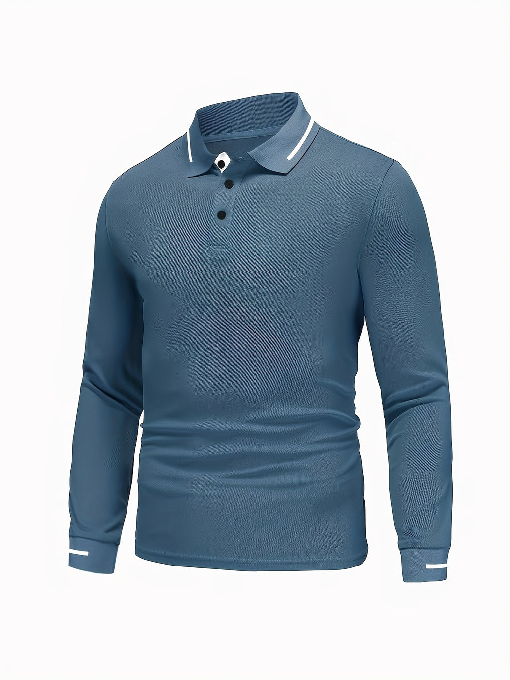 Men's Long Sleeve Polo Shirt, 100% Polyester with Slight Stretch, Regular Fit and Rib-Knit Details for Casual Golf and Spring-Fall Outfits
