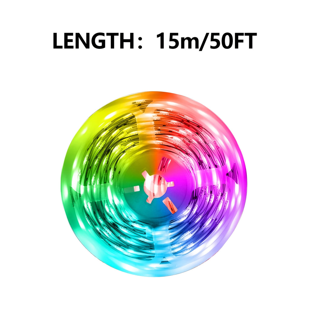 App-Controlled RGB LED Light Strips with Listed Music Sync and Remote Control, 200FT or 130FT Length Labels for Bedroom, Living Room and Holiday Decor