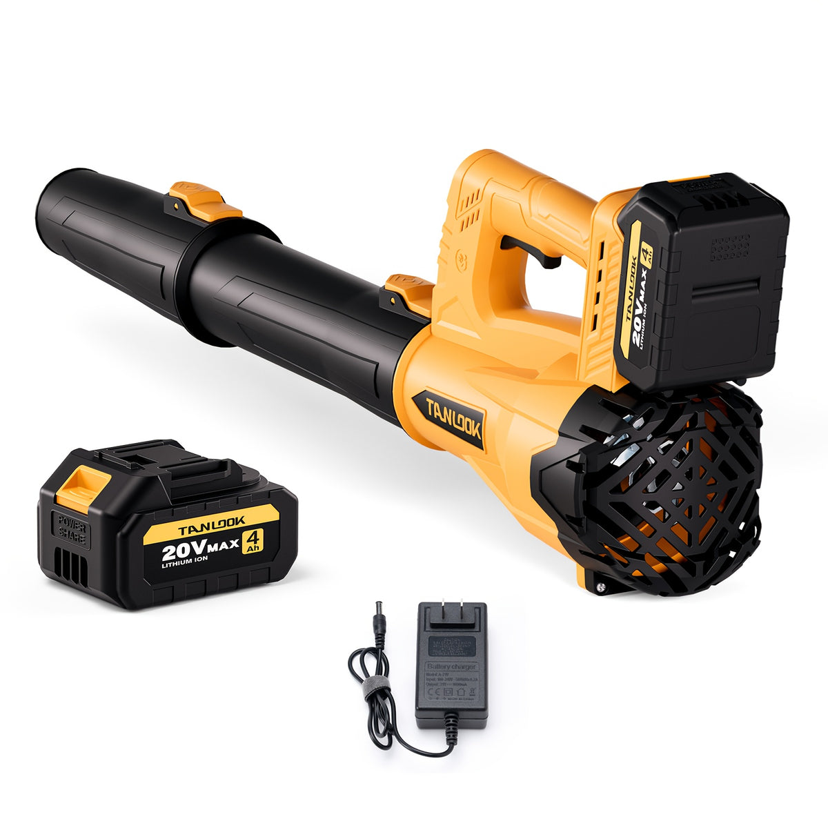 Extended-Nozzle Cordless Leaf Blower, Anti-Slip Handle with Yellow One- or Two-Battery Choices and Selected Six-Speed Models for Lawn, Patio and Yard Cleanup
