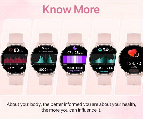 Pink Calling Smartwatch for Women with 1.39-Inch Full Touchscreen, Message Alerts, Step Distance and Calorie Tracking, 100+ Sports Modes for iPhone and Android