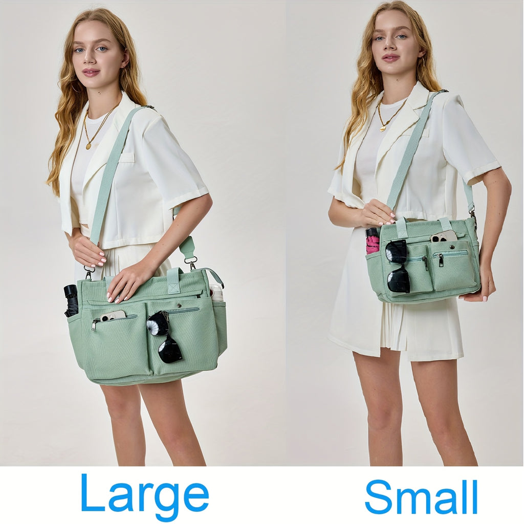Canvas Handbag Set for Women, Listed 2-Piece Work and Crossbody Shoulder Bag Collection for Travel, Fitness and Daily Use with Small or Large Size Options
