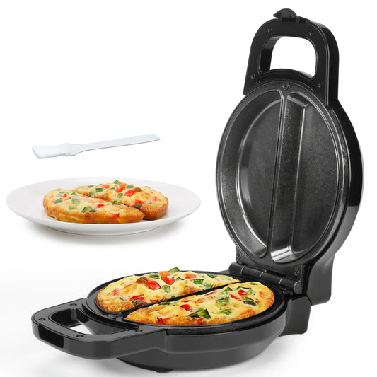 Double Omelette Maker with Dual 6.5-Inch Nonstick Plates and Flip Design for Omelets, Breakfast Burritos and Home Cooking in Red, Blue or Graphite