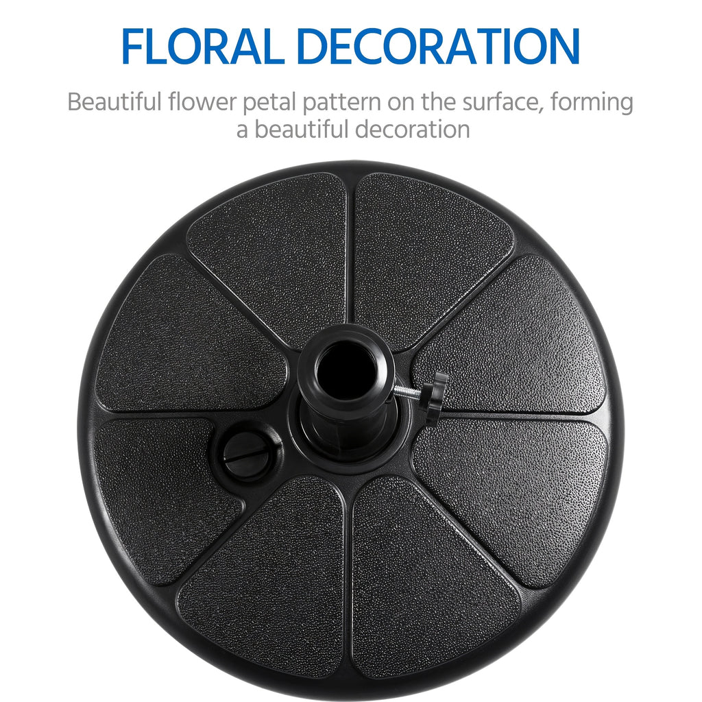 Fillable Patio Umbrella Base with 38mm Opening, Round Plastic Stand for Water or Sand Ballast with Built-In Handle for Garden and Lawn Shade Setups