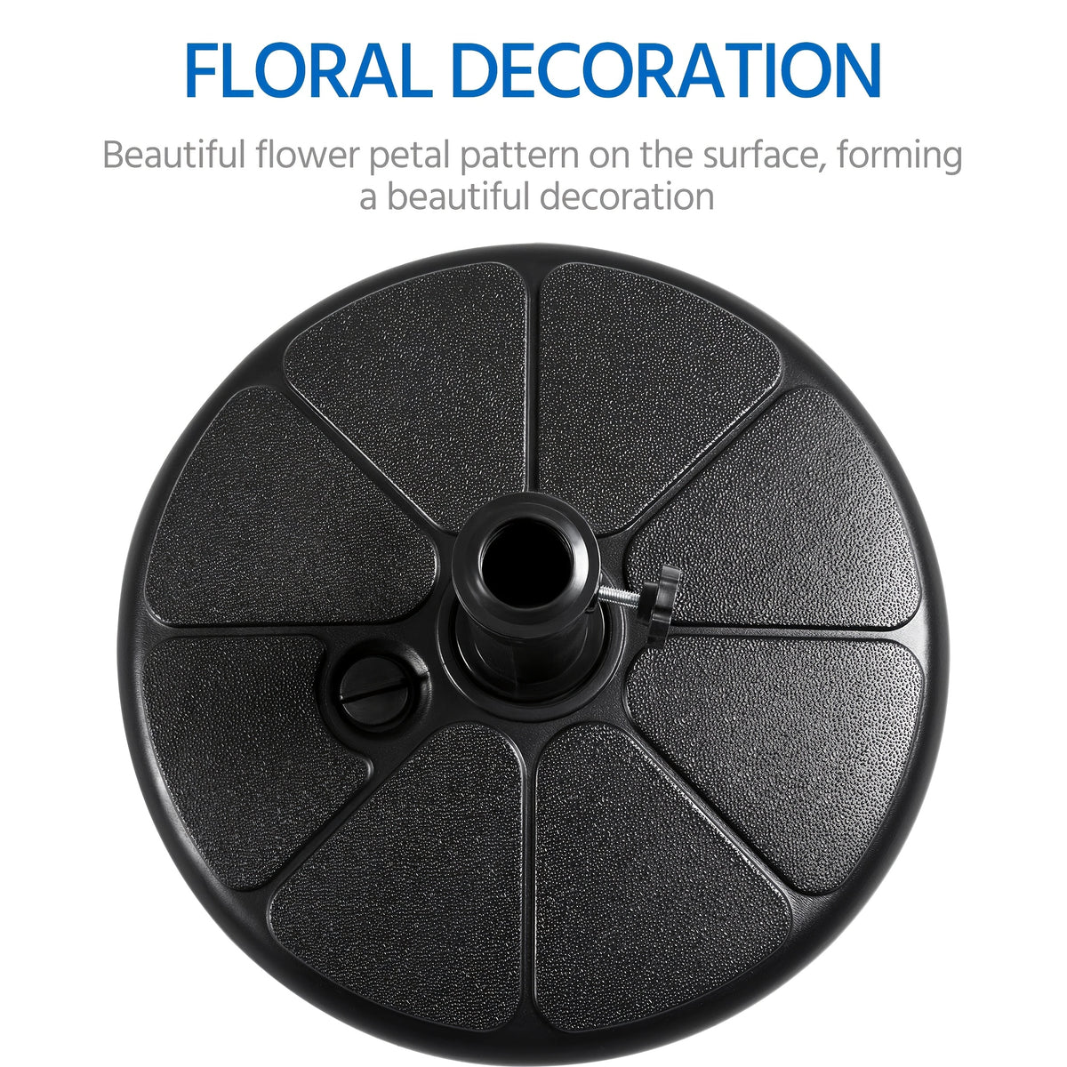 Fillable Patio Umbrella Base with 38mm Opening, Round Plastic Stand for Water or Sand Ballast with Built-In Handle for Garden and Lawn Shade Setups