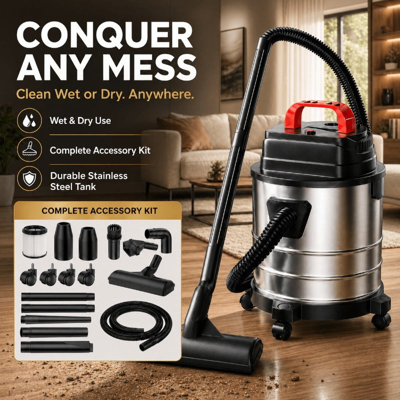 3-in-1 Wet Dry Vacuum with Blower Function, Listed 18000Pa and 2 Peak HP with 3.96, 5.28 or 6.6gal Capacity Options for Home, Car and Hard Floor Cleanup