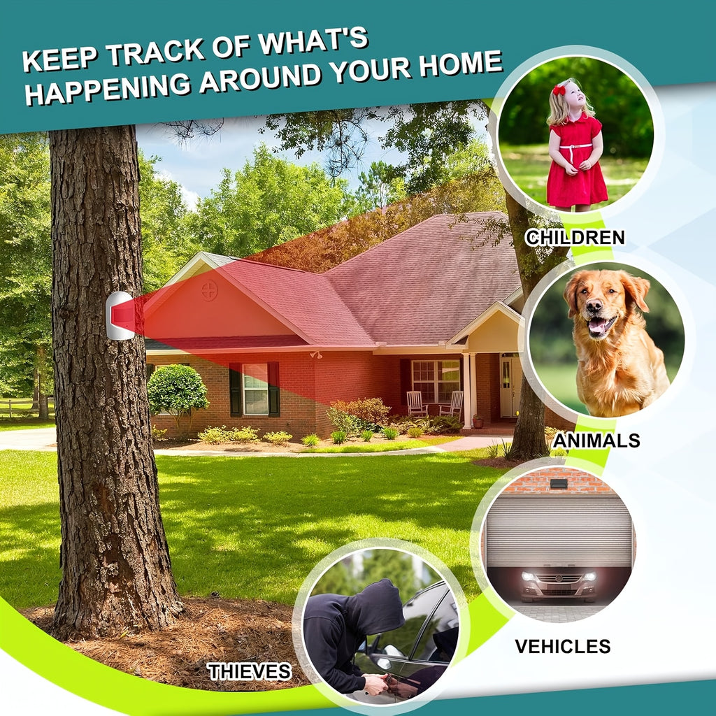 Driveway Alarm Wireless Outside Motion Sensor with Receiver, Infrared Detector Alert System for Home Security, Business, Garage and Property
