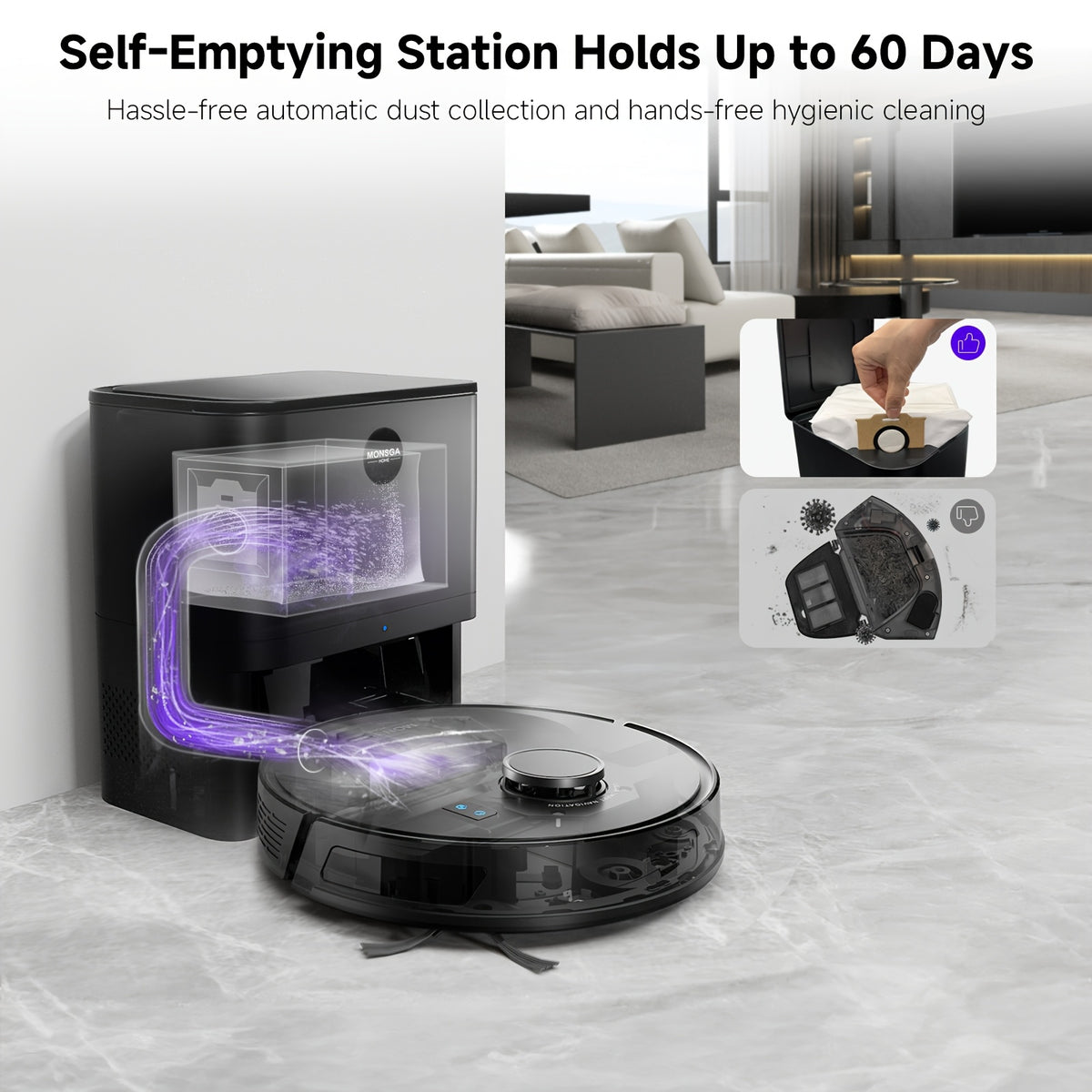Robot Vacuum Cleaner in Black Max Option with Listed Smart Map Navigation, App and Alexa Voice Control, 2.99-Inch Slim Design and Automatic Recharging