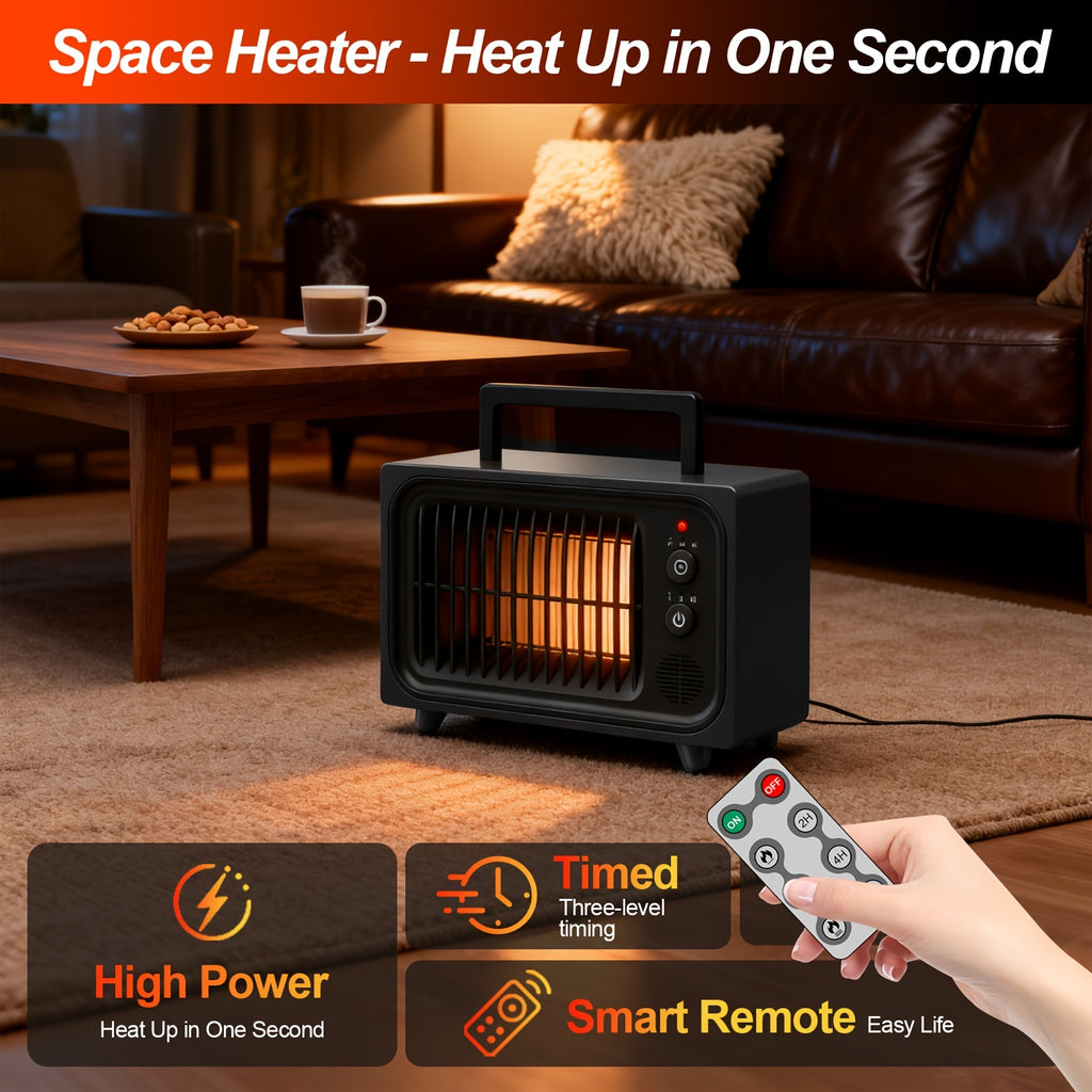 Red PTC Ceramic Heater Fan with Listed Three Modes, Small Electric Space Heater with Overheat and Tip-Over Shutdown Wording for Supervised Indoor Warmth