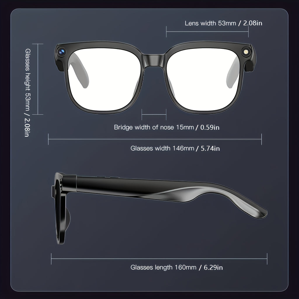 Open-Ear Camera Smart Glasses with Listed 4K Video, Photo Capture, AI Translation and Object Recognition, Bluetooth with Photochromic or Clear Lens Options