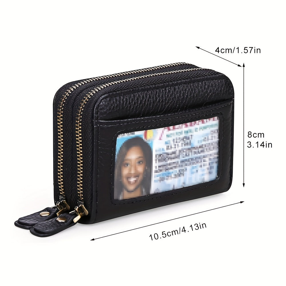 12-Card Slot Women's Wallet with Coin Pockets and Cash Compartments, Classic Purse with Listed RFID Blocking in Black, Coffee Brown, Blue, Red or Burgundy