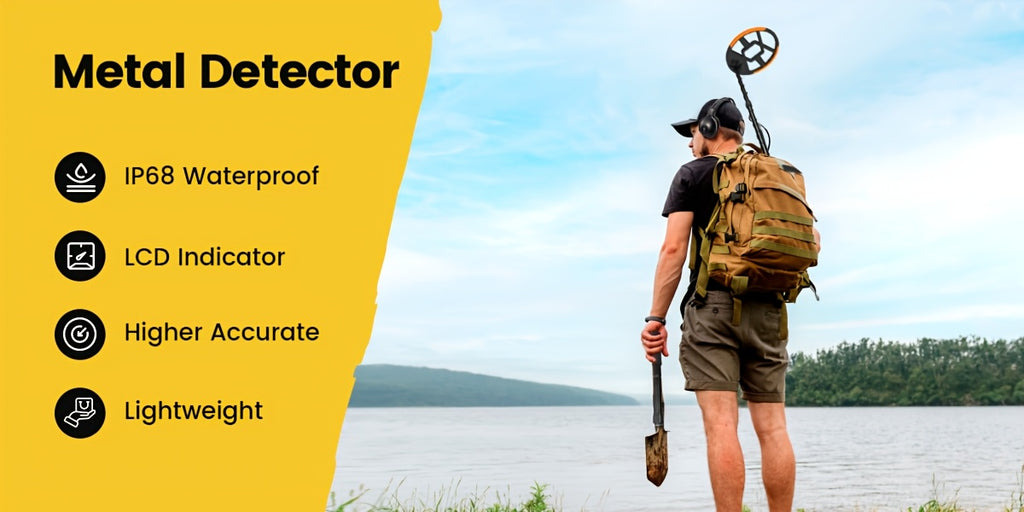 Outdoor Metal Detector with Listed 8-Inch Search Coil, LCD Display and Four Modes, Green, Yellow or Basic Version Options for Garden and Yard Hobby Searching