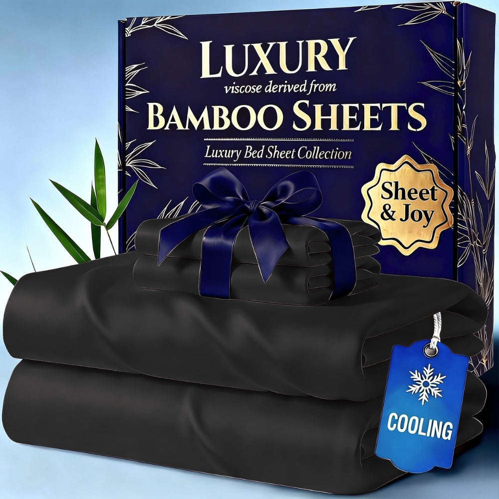 20 Inch Pocket Bed Sheet Set, Four-Piece Bedding with Listed Cooling Comfort, Fitted Sheet, Flat Sheet and Pillowcases in Twin, Full, Queen and King Options