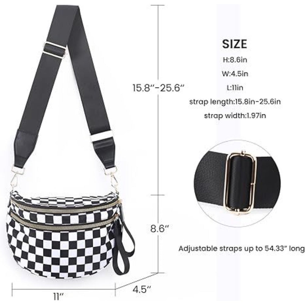 Soft Crossbody Bag for Women with Plaid, Check and Leopard Print Options, Shoulder and Handheld Carry Handbag in Thirteen Styles for Everyday Outings