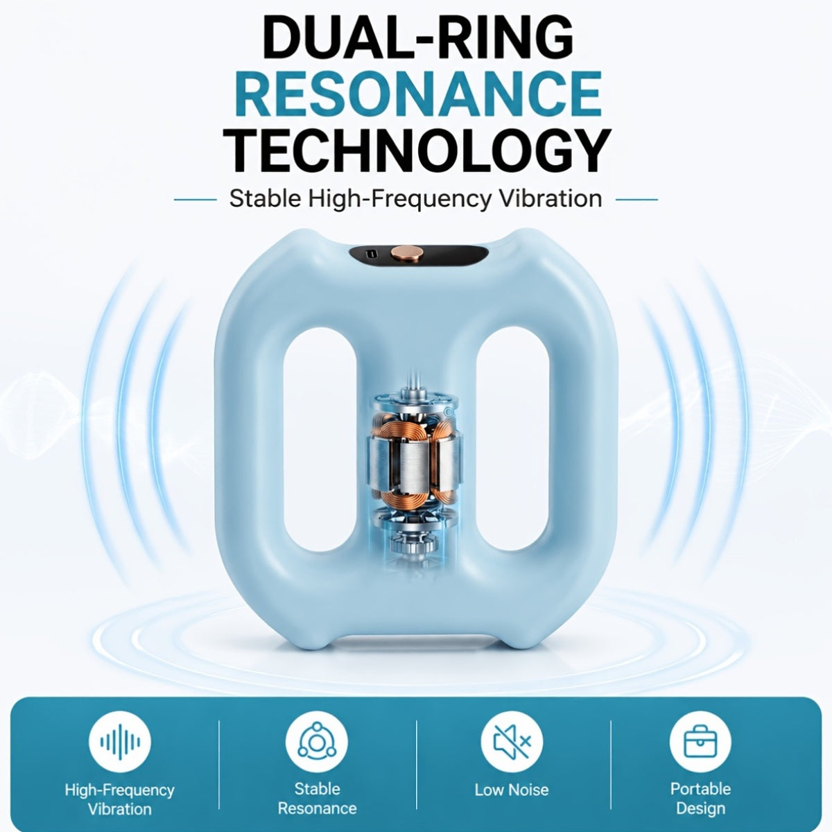 Double-Ring Electric Massager with Listed Eight Modes and Adjustable Belt, Resistance Band Package Reference for an Instruction-Guided Personal Care Routine
