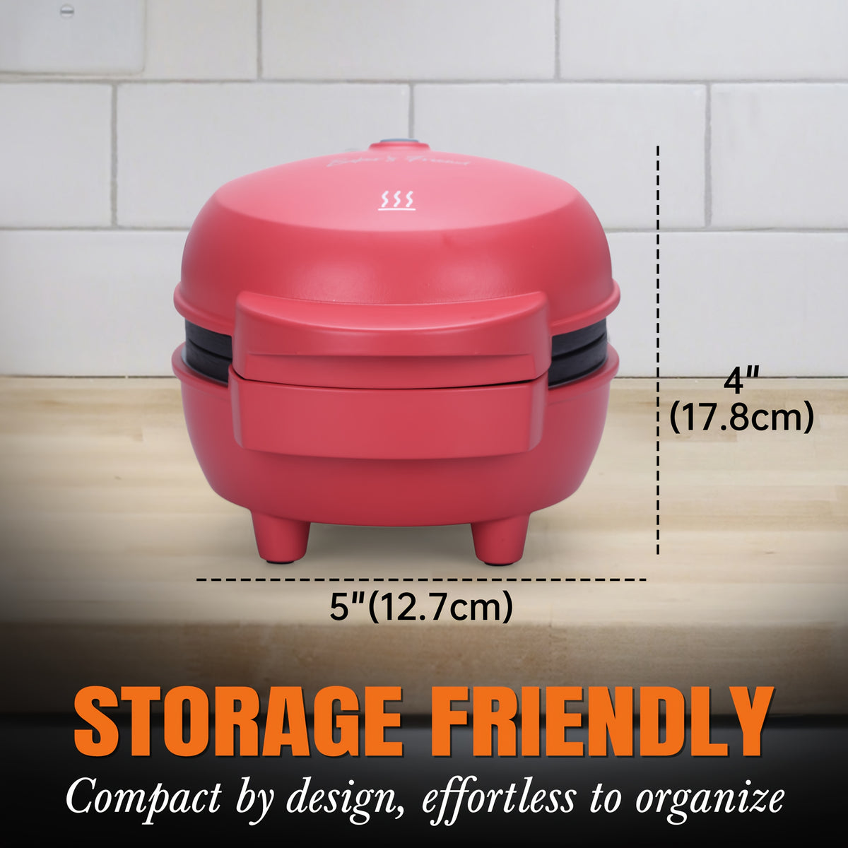 4-in-1 Mini Waffle and Pancake Maker with Removable Plates, Listed Donut and Heart-Shape Functions, Recipe Included, Graphite, Red or Blue for Home Breakfasts