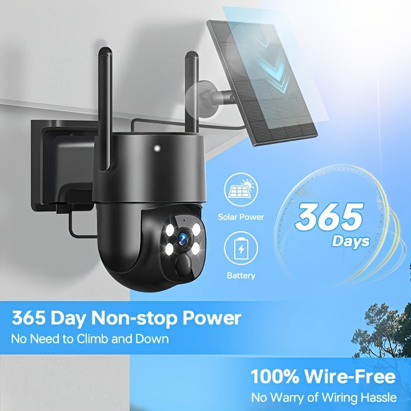 4G LTE Solar Security Camera 5MP with No-WiFi Connectivity, 360° PTZ View, AI Human Tracking, Color Night Vision and Two-Way Audio for Farms and Yards