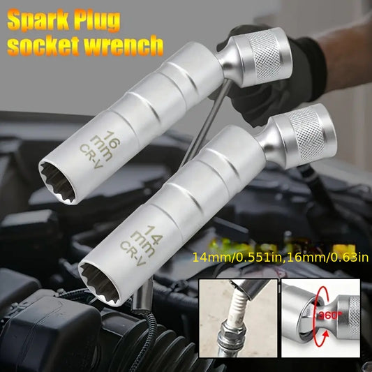 Spark Plug Socket Set with Magnetic Design and Listed 14mm plus 16mm Sizes, Alloy Steel Tool Selection for Compatible Automotive Spark Plug Maintenance