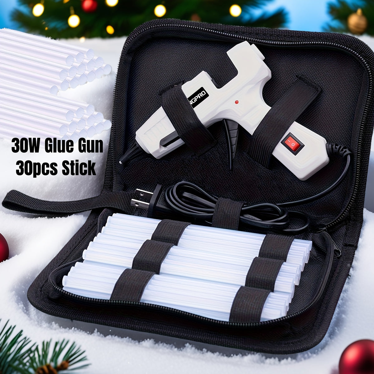 Hot Glue Gun Kit 30W with 30 Glue Sticks, 7 x 150mm Hot Melt Adhesive Tool in Seven Color Options for DIY Crafts, Handmade Decorations and Small Home Repairs