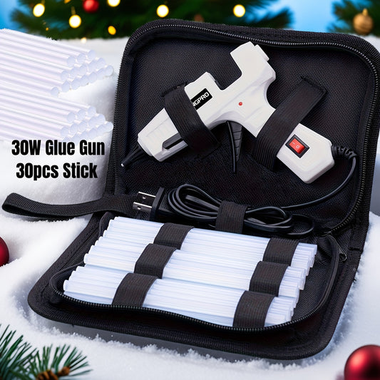 Hot Glue Gun Kit 30W with 30 Glue Sticks, 7 x 150mm Hot Melt Adhesive Tool in Seven Color Options for DIY Crafts, Handmade Decorations and Small Home Repairs