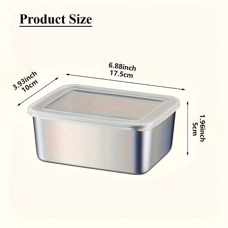 Square Stainless Steel Food Storage Containers with Lids, Listed 6-Piece Reusable Kitchen Set for Refrigerator Sorting, Packed Lunches and Picnic Meal Planning