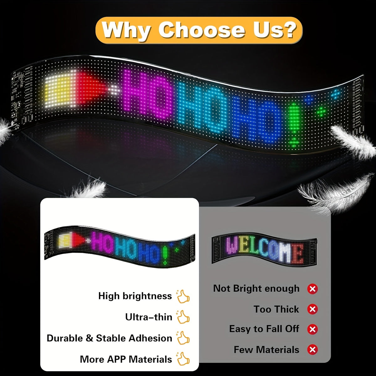Demon Eye Programmable LED Sign Pair with Listed USB Power, Remote and Mobile App Control, Medium Display Set for Scrolling Text and Event Decorations
