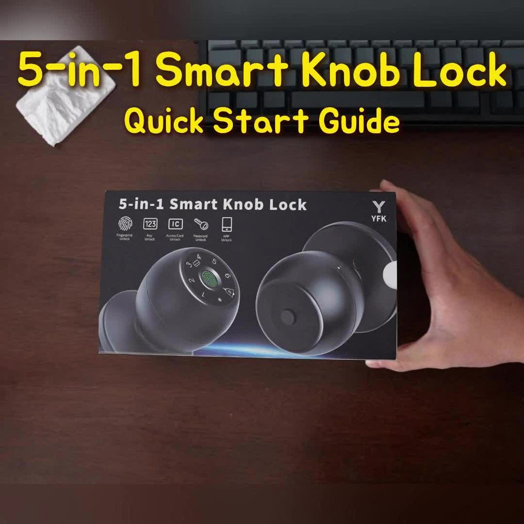 Five-Method Fingerprint Door Knob with App, IC Card, Password and Backup Key Access, Silent and Passage Modes, Anti-Peep Keypad and Type-C Emergency Power