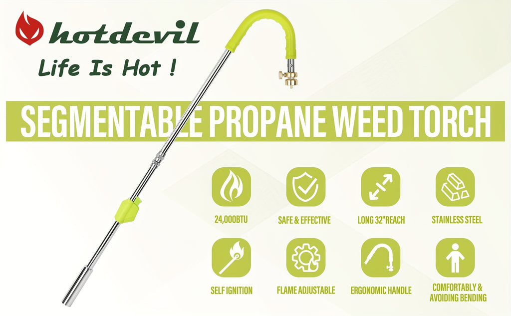 Propane Weed Torch Kit with Tank-Connected Outdoor Burner Model Options, BF-1711, Koman-Q0001 and HD Series for Experienced Adult Yard Maintenance