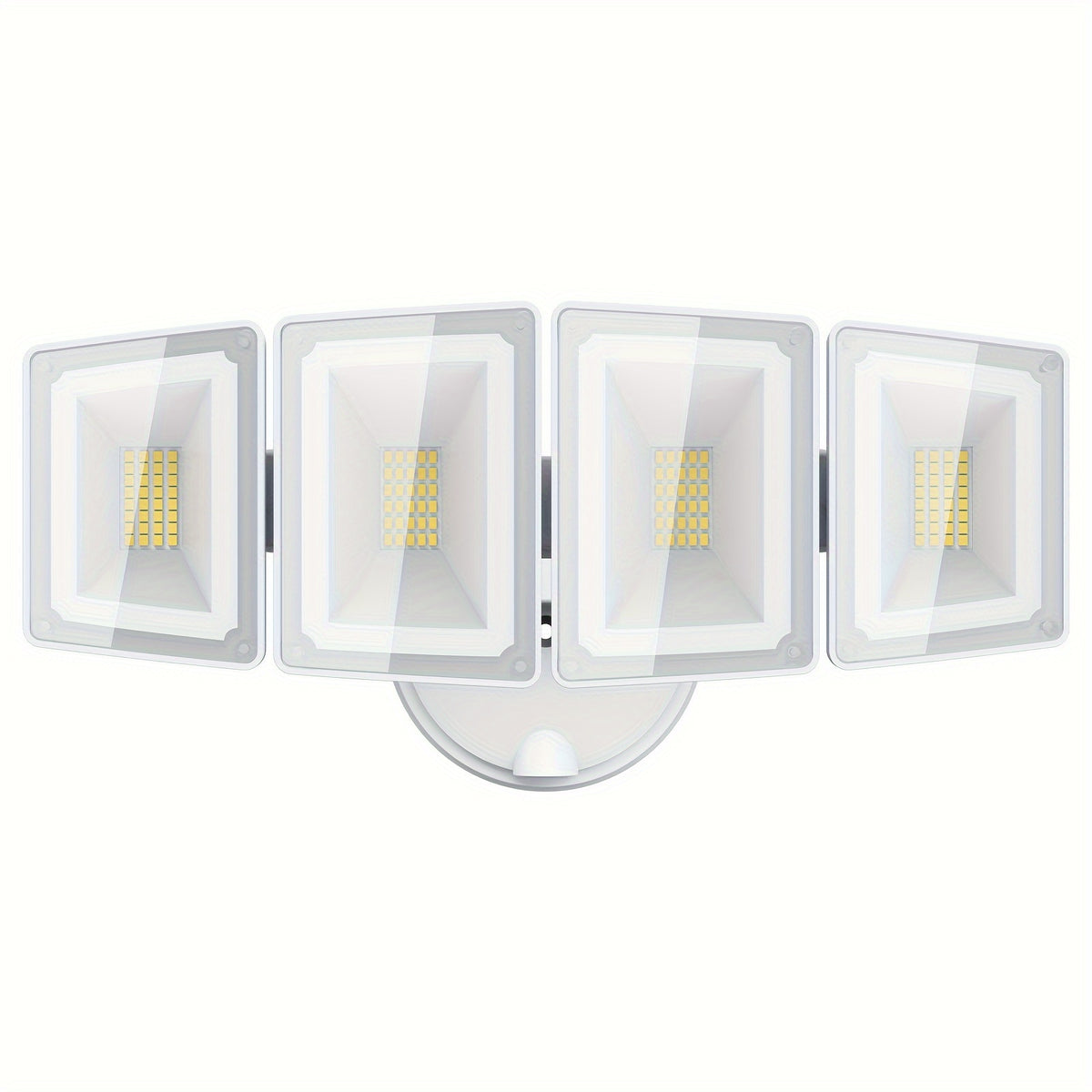 Hardwired LED Security Floodlight by USTELLAR, 100W 10000lm 5000K White Four-Head Outdoor Light with Adjustable Heads and Wall-Switch Control for Eaves and Backyards