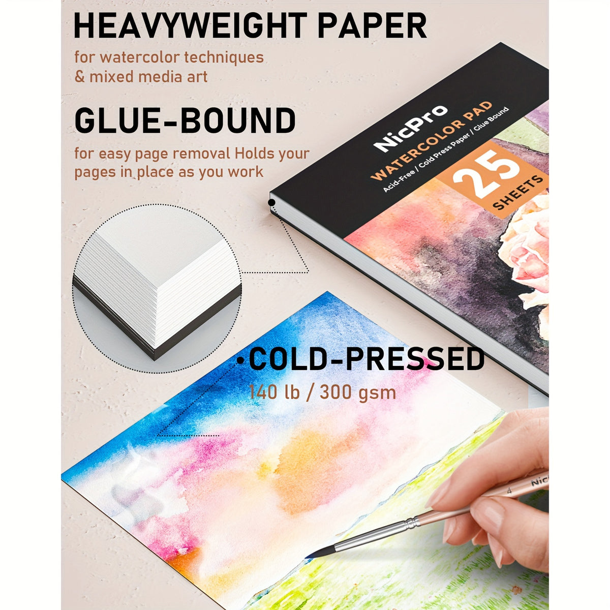 Watercolor Paint Starter Set, 100, 128 or 168 Color Options with Metallic, Macaron and Fluorescent Shades, Brushes, Watercolor Paper and Palette