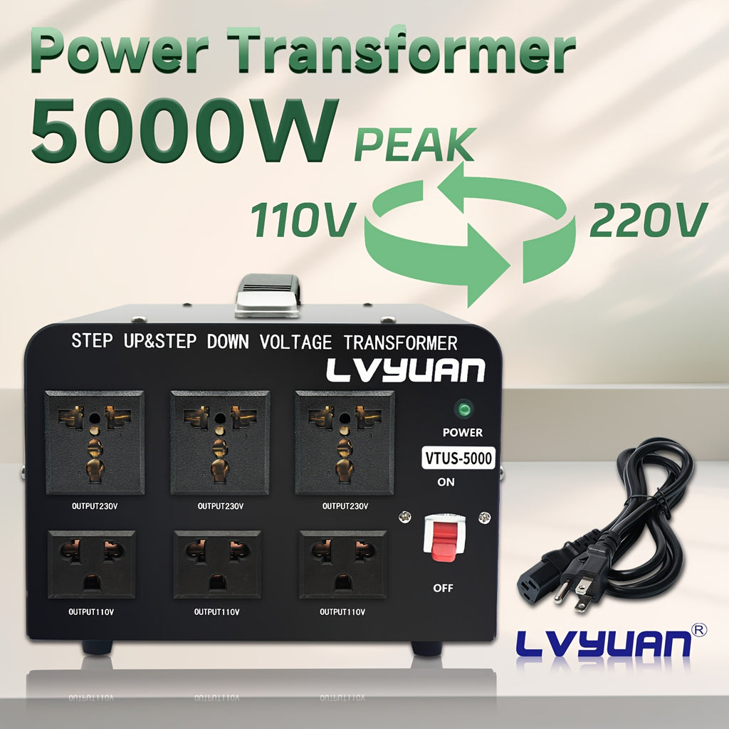 Voltage Converter 800W/5000W Peak, Heavy Duty Step Up Step Down Transformer, 110V to 220V / 220V to 110V, Aluminum Body, Safety Protections with Overload Indicator