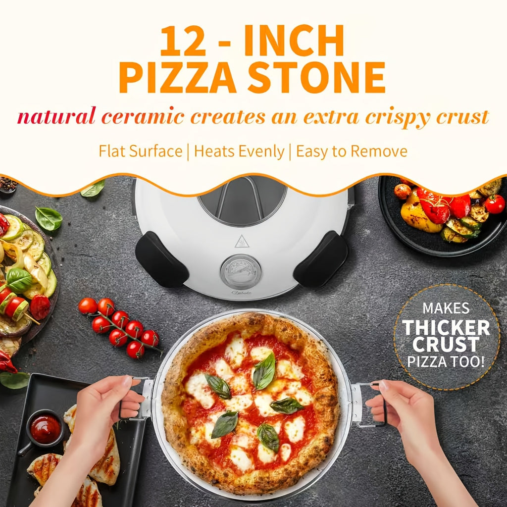 Indoor Pizza Oven by YIBAKE, White Countertop Pizza Maker and Grill for Home Pizza Nights, Listed 12-Inch Pizza Size and Maximum 800°F Heating