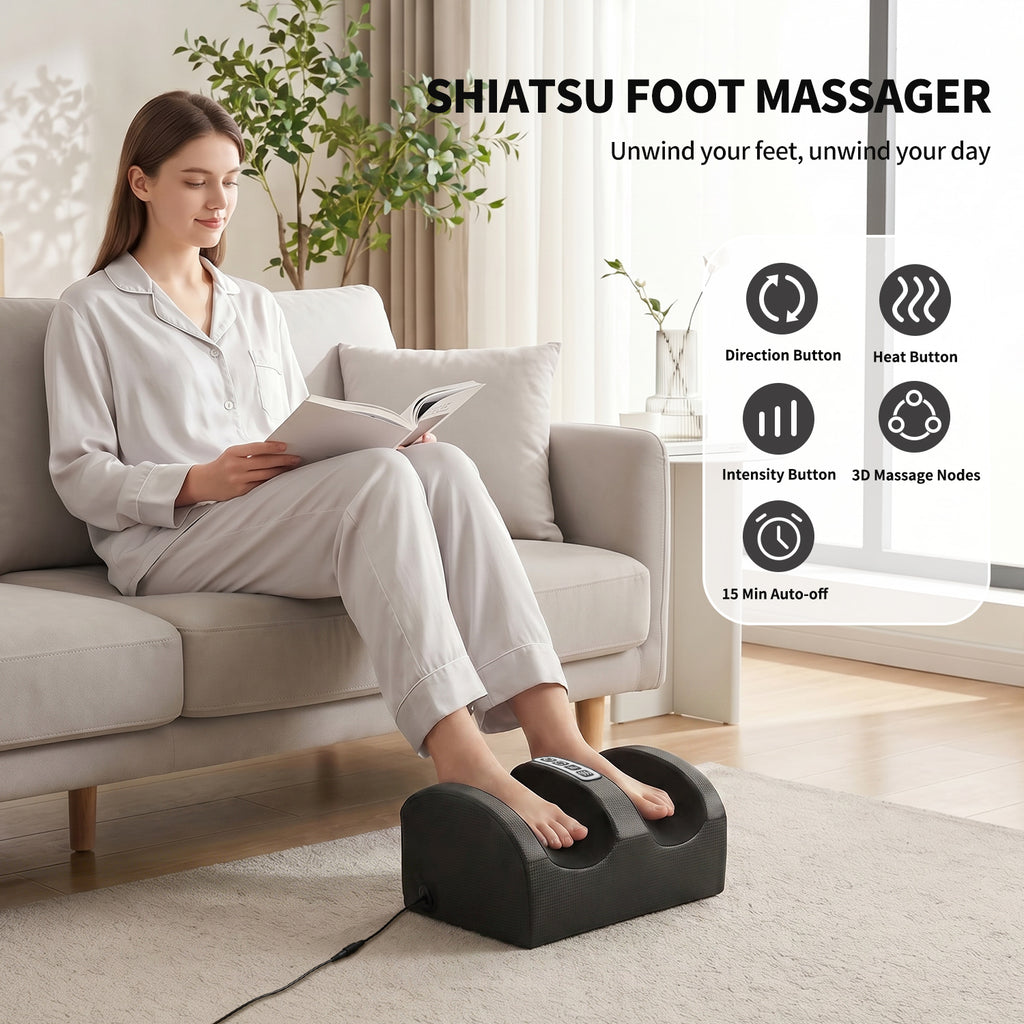 Foot Massager with Heat for Feet, Legs and Arms, Deep Kneading and Pressing Massage for Home Office Relaxation, Birthday and Holiday Gifts
