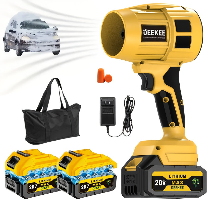 Mini Cordless Air Blower UEEKEE with Listed 30000RPM, Black One-2Ah-Battery Charger Kit or Yellow Two-2Ah-Battery Storage Bag Kit for Leaf and Dust Cleanup